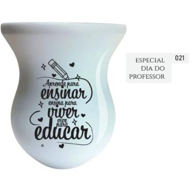 Imagem de Cuia de Madeira Premium Branca Personalizada - Dia dos Professores - M