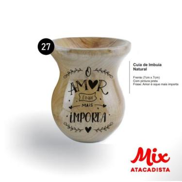 Imagem de Cuia De Madeira Gravada A Laser - Imbuia - Mix Atacadista, MOD 27