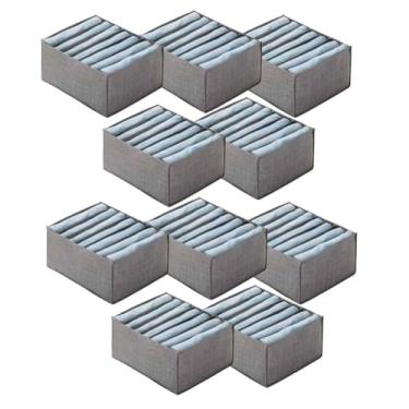 Imagem de Kit 10 Organizadores De Roupas Com 7 Dividorias Ideal Para Closet Armario Comporta Calça Camiseta Blusas (Cinza)