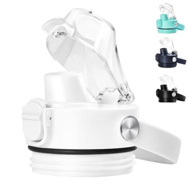 Imagem de XACIOA Tampa de bico automático para garrafas YETI Rambler 18 26 36 1,8 g, tampa transparente de substituição para garrafas de água RTIC, tampa flip automática com botão e trava, branca