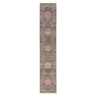 Imagem de Shahbanu Rugs Tapete Oriental Cordovan Vermelho e Cinza Pura Lã Revival Atado à Mão (2'7"x14')