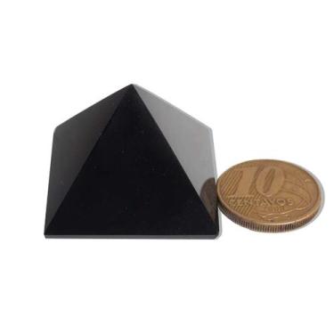 Imagem de Pirâmide Obsidiana Negra Pedra Natural Baseada Quéops 35mm - Cristaisd