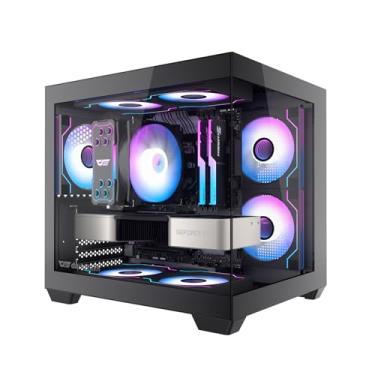 Imagem de darkFlash Capa para PC ITX, capa para computador com 3 ventiladores PWM ARGB, capa ITX de vidro temperado duplo com visualização completa, tamanho mini, suporta AIO de 240 mm (C275P) (preto)