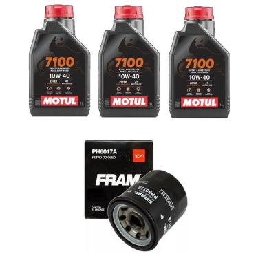Imagem de Kit Troca De Óleo Moto Xj6 3X Motul 7100 10W-40 4T 1L + 1 Filtro Fram Ph6017a
