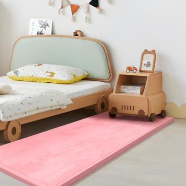 Imagem de Huloo Sleep Tapete de brinquedo para bebês e crianças, 3,3 cm de espessura, elasti-espuma anti-queda, tapete de almofada para quarto de crianças, tapetes de cabeceira de quarto de 28 × 72, veludo