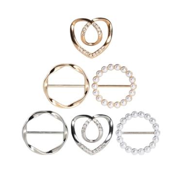 Imagem de Atopxing 6 peças de anel de cachecol fofo e slides para cachecóis, clipes de camiseta premium para roupas femininas, 3 tamanhos diferentes de fivela para acessórios de roupas femininas, ouro/prata,