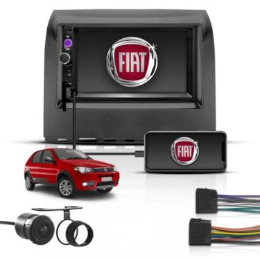 Imagem de Kit Multimídia Mp5 2 Din 7" Bt Espelha Fiat Palio Way Moldura Cinza
