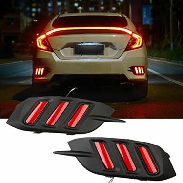 Imagem de RainMan S Lâmpada de freio traseiro de LED vermelho de substituição para Honda Civic Sedan 2016-2020 2016-2020 Função como freio traseiro e faróis de neblina traseiros