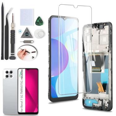Imagem de YWLRONG Tela de substituição para T-Mobile Revvl 7 5G LCD Touch Screen Digitalizador Assembléia para Revvl 7 5G TMRV075G com ferramentas (com moldura)