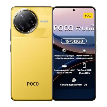 Imagem de Smartphone Xiaomi POCO F7 Ultra 5G 12 + 256GB/16+512GB Processador Snapdragon 8 Elite Top de Linha Chip VisionBoost D7 para Jogos Pesados Tela Flow AMOLED 2K 120Hz Ultra Fluida (Amarelo, 16+512GB)