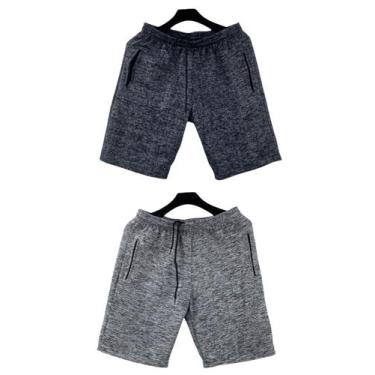 Imagem de kit 2 bermudas moletom masculino adulto bolsos lateral com ziper - f.g