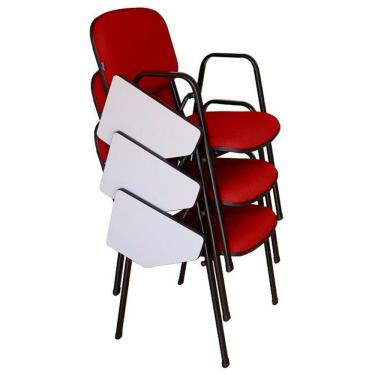 Imagem de 03 Cadeiras Escolar Universitária Linha Hotel Auditório Vermelho