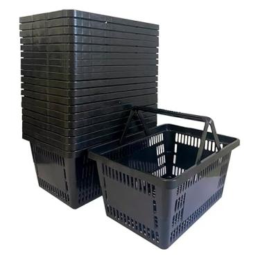 Imagem de Kit 20 Cesta Mercado Cestinha Supermercado Compra Preto