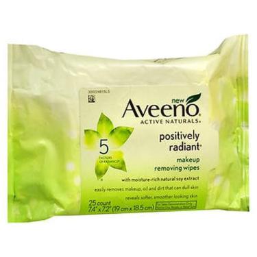 Imagem de Toalhetes removedores de maquiagem positivamente radiantes Aveeno Active Naturals 25 cada da Aveeno (pacote com 6)