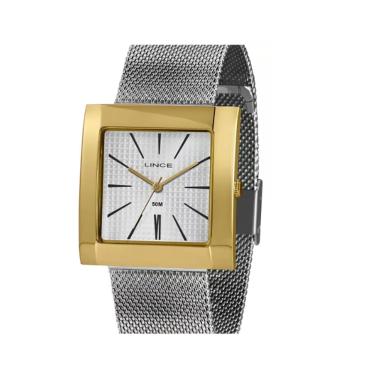 Imagem de Relógio Lince Feminino Quadrado Prata E Dourado Lqt4654l B1sx