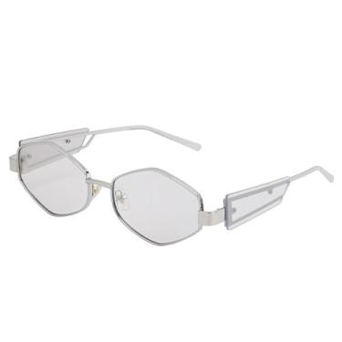 Imagem de Óculos de sol punk hexagonal de armação pequena, masculino e feminino, luxuoso, retrô, polígono, óculos vintage masculinos, óculos de sol uv400 (c6lightsilver)