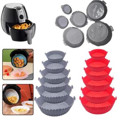 Imagem de Kit 6 Formas Antiaderente Air Fryer Em Silicone Reutilizável Protetor 
