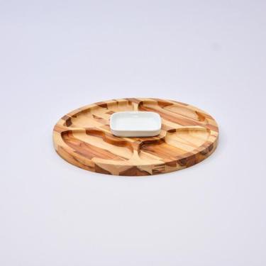 Imagem de Petisqueira Redonda em Madeira Teca com Molheira de Porcelana - Utilit