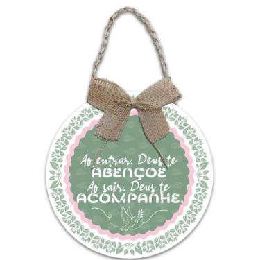 Imagem de Decoração Placa de Porta Guirlanda Frases Bem vindo Jesus Vive Lar Abe