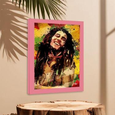 Imagem de Quadro Decorativo Bob Marley Pop Ink Sala Quarto + Vidro A4 - Genérico
