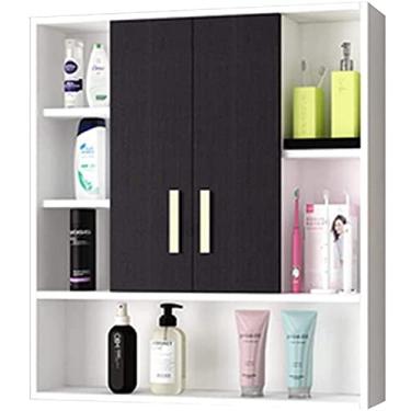 Imagem de Espelho de banheiro caixa de armazenamento de madeira maciça armário de parede armário de espelho de banheiro (cor: branco, tamanho: 70 * 14 * 80 cm) (preto 60 * 14 * 80 cm) (branco 70 * 14 * 80 cm)