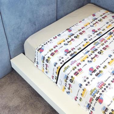 Imagem de Lençol De Cima Vivain Infantil Branco Carro Colorido