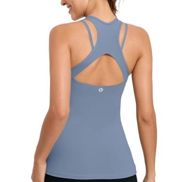 Imagem de RUNNING GIRL Sutiãs esportivos femininos de alto suporte, costas nadadoras, sutiã esportivo cinza de alto impacto, bojo moldado, sutiã push-up, Azul claro, XGG