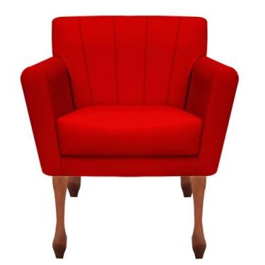 Imagem de Poltrona Decorativa Clinicas Iza Retro - Dritex, Suede Vermelho