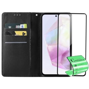 Imagem de Capa Capinha Carteira Flip e Película Cerâmica 9D Não Quebra Compatível Samsung Galaxy A35