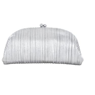 Imagem de AMOUR DE LOTUS Bolsa de noite para mulheres, bolsas de lantejoulas de flores douradas, bolsa clutch de festa brilhante para casamento, coquetel, formatura, Embreagem de noite PU plissada macia prata