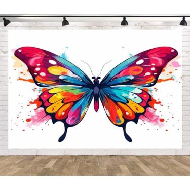 Imagem de CORFOTO Fantasia Borboleta Insetos Tecido 2,1 x 1,5 m Princesa Realista Asas de Borboleta Foto Pano de Fundo para Meninas Tema Borboleta Artigos de Festa de Aniversário Crianças Adultos Retrato de