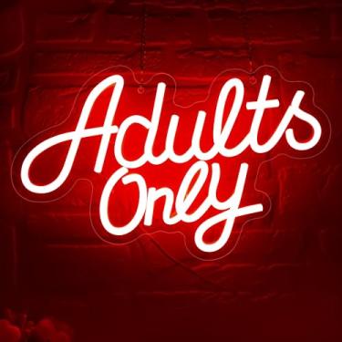 Imagem de Placa de néon somente para adultos para decoração de parede com texto vermelho sinal de luz placas de negócios placas de néon para homem caverna decoração de garagem para bar pub festa quarto ao vivo