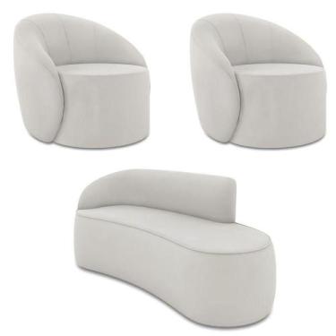 Imagem de Sofá 3 Lugares Orgânico 180cm Morgan E 2 Poltronaslua Veludo Cinza D03