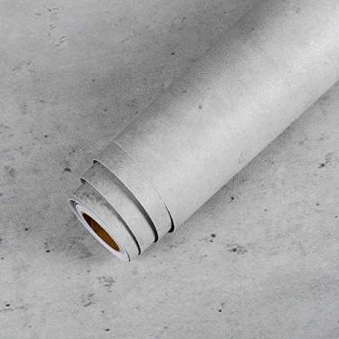 Imagem de LACHEERY Papel de parede de concreto com efeito de gesso industrial descascar e colar papel de contato concreto cinza papel de parede decorativo rolo sem bolhas para quarto, garagem, sala de