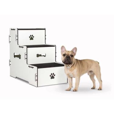 Imagem de Escada Pet Para Cachorro Com 3 Degraus Em Mdf escadinha antiderrapante