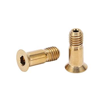 Imagem de Parafusos de roda guia do desviador traseiro alta resistência desempenho confiável durável leve liga titânio para Road Mountain Bikes M5x14.2mm cabeça plana ouro oco cor 2 Pack