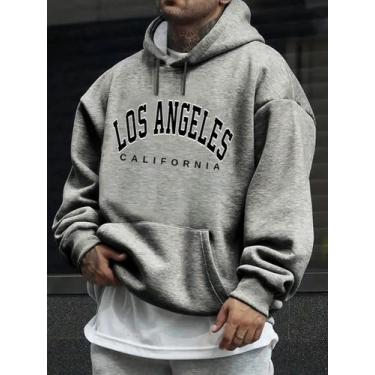Imagem de Moletom Masculino Blusao Casual Basico Estampado Los Angeles - Qualida