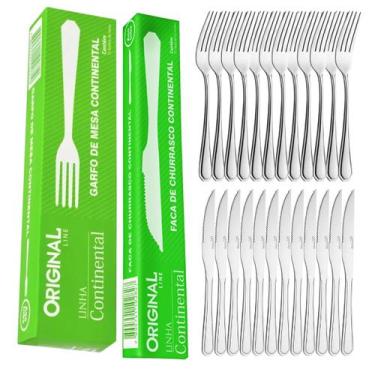 Imagem de Kit Talheres Garfo Faca 24 Peças Aço Inox Buffet Restaurante - Brasa S