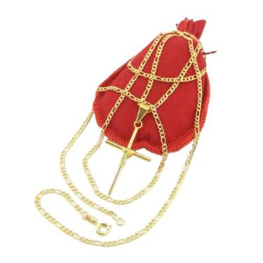 Imagem de Corrente Masculina 80cm 2mm Cruz Folheada Ouro 18k CR673 - WNBIJOUTERI