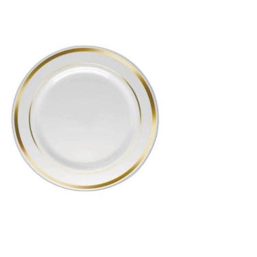 Imagem de Pratos Luxo Refeição Descartáveis Dourado 18 Unidades - Arcolor