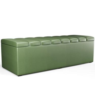 Imagem de Calçadeira Recamier Baú Casal Queen 160X50 Cm Verde Musgo