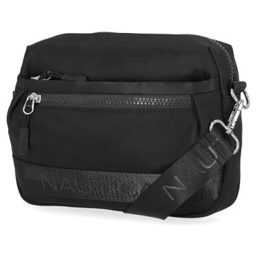Imagem de Nautica Bolsa tiracolo de nylon com alça de ombro ajustável, Tonal preto, One Size, Nautica Bolsa tiracolo de nylon com alça de ombro ajustável