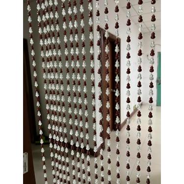 Imagem de ZiDeTang 18 fileiras de cortina de acrílico com contas para porta de cabaça para decoração de casa, divisória de quarto, borla, janela, painel de tela para casamento, café, escritório (99,8 cm x 194,8