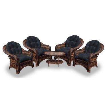 Imagem de Conjunto De Poltronas 4 Poltronas + 1 Mesa Centro Preto