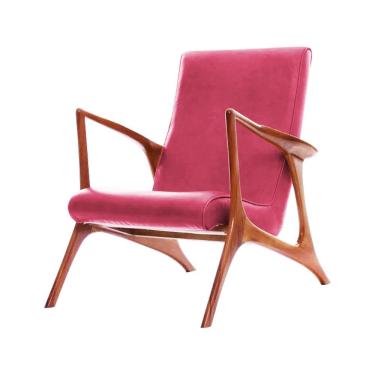 Imagem de Poltrona Luxo Couro Sintético Rosa Vk Anos 50 Cor Rosa