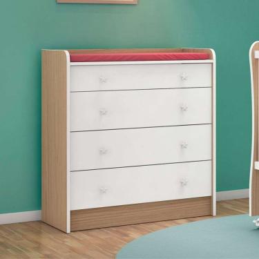 Imagem de Cômoda Infantil Com Trocador Isabella Branco E Carvalho