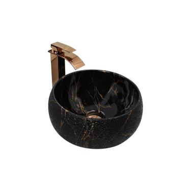 Imagem de Kit Cuba Pia Louça Cerâmica Banheiro C/torn E Vál Rosê 65
