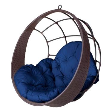 Imagem de Cadeira Balanço Ninho Suspenso De Fibra C- Almofada Impermeável Tabaco-azul