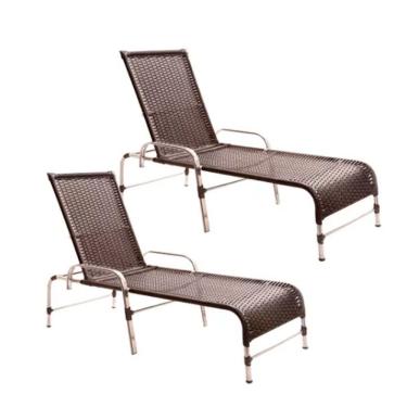 Imagem de Kit 2 Espreguiçadeiras Catar Em Alumínio Trama Original Tabaco