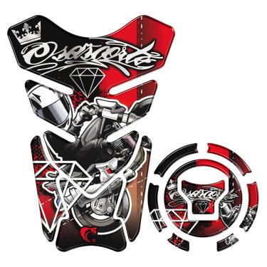 Imagem de Kit Protetor Tanque Adesivo Moto Honda Acima 2018 Vermelho Cor Preto Vermelho